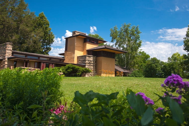 Taliesin w pobliżu Spring Green w stanie Wisconsin. Proj. Frank Lloyd Wright Taliesin w pobliżu Spring Green w stanie Wisconsin. Proj. Frank Lloyd Wright