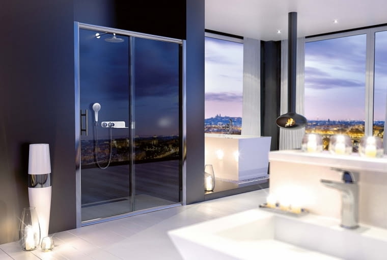 Cynia/DEANTE | Drzwi przesuwne odwracalne | wys. 200 cm, bezpieczne szkło hartowane 6 mm transparentne. Cena: 899-1199 zł, www.deante.pl Cynia/DEANTE | Drzwi przesuwne odwracalne | wys. 200 cm, bezpieczne szkło hartowane 6 mm transparentne. Cena: 899-1199 zł, www.deante.pl