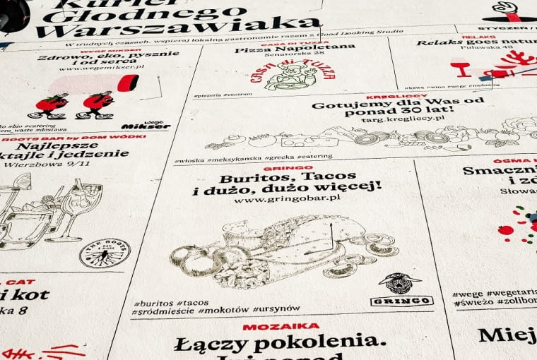 Warszawski mural wspierający gastronomię od Good Looking Studio.