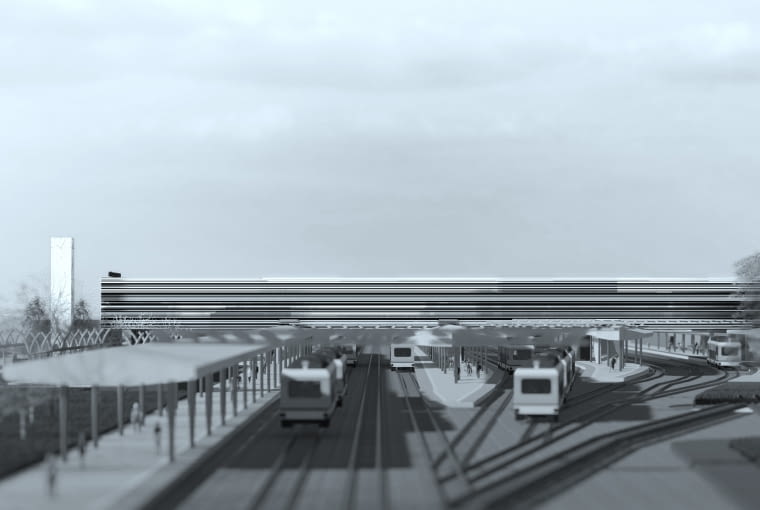 Dworzec Częstochowa Główna - widok z mostu. Proj. toprojekt Marek Wawrzyniak / NStudio / Studio Antonini Dworzec Częstochowa Główna - widok z mostu. Proj. toprojekt Marek Wawrzyniak / AND Studio / Studio Antoni