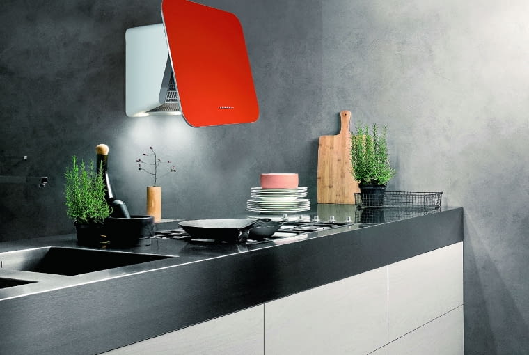 Forma świeżości Okap przyścienny (dostępny w wersji 60 i 80 cm) ma silnik o wydajności 800 m3/h, gwarantujący wysoką wydajność pochłaniania i system sterowania z czterema szybkościami. Wykończenie - pięć kolorów szkła, stal inox lub stal lakierowana na biało, czarno, czerwono. Tab, 3399 zł, Falmec, falmecepolska.pl