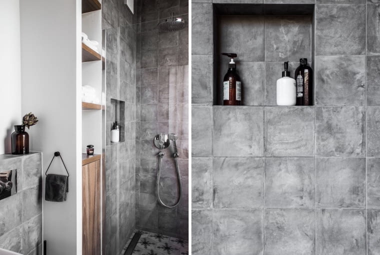 Klimat trochę industrialny, ale w łazience jest nadal funkcjonalnie.