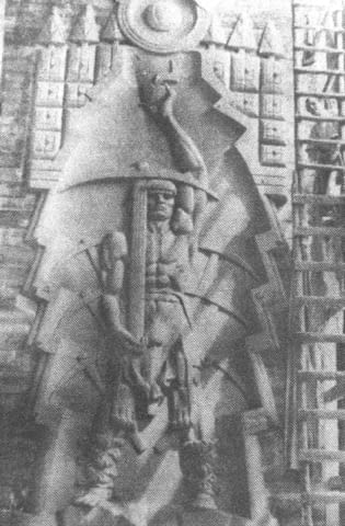 Ta płaskorzeźba górnika miała zawisnąć na froncie Muzeum Śląskiego - zdjęcie wykonane w pracowni Stanisława Szukalskiego w Warszawie w 1939 roku katowice, śląsk, muzeum, modernizm, architektura, budynek