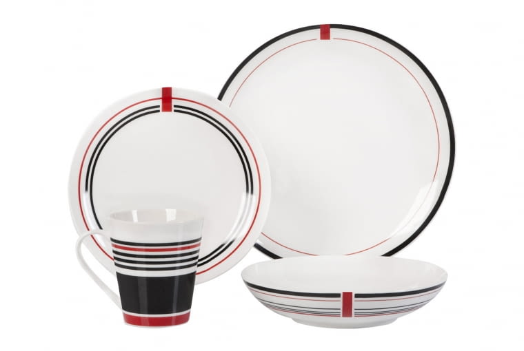 Black Red White: zestaw obiadowy Sporty Stripe. Przeceniony ze 169 zł na 119 zł. Black Red White, wyprzedaż, polecane produkty, dodatki, oryginalne dodatki, zakupy