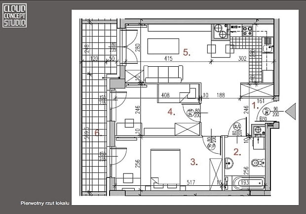 Mieszkanie - 55 m kw.; proj. Cloud Concept Studio małe mieszkanie, mieszkanie w szarościach, przytulne mieszkanie, jak urządzić