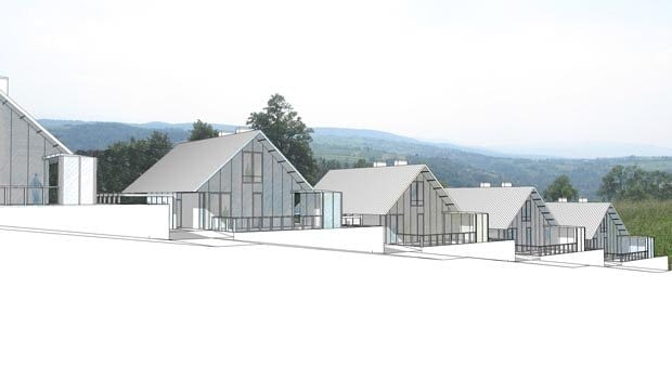 Projekt osiedla w Lanckoronie autorstwa JEMS architekci projekt, poszkodowani, osuwiska, lanckrona, izdebnik, jems architekci