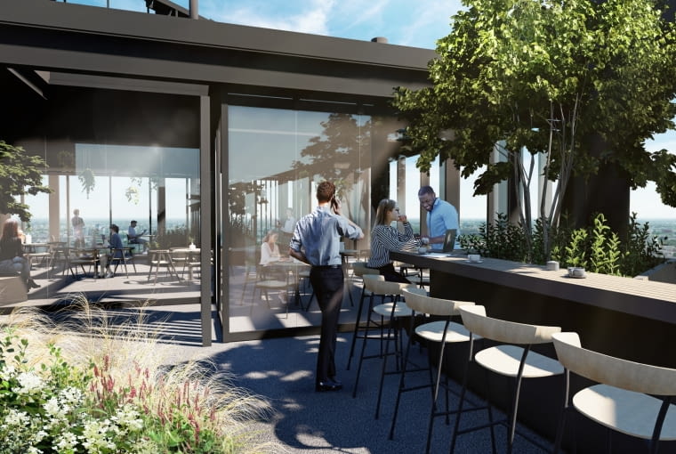 Wizualizacja poglądowa tarasu na wieżowcu Skyliner II