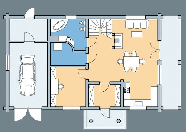 Rzut parteru - "Dom z wejściem przez ganek" Rzut parteru - "Dom z wejściem przez ganek"
