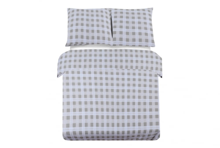 Komplet pościeli w kratę szara GRADE 160x200 cm 99,90zł
