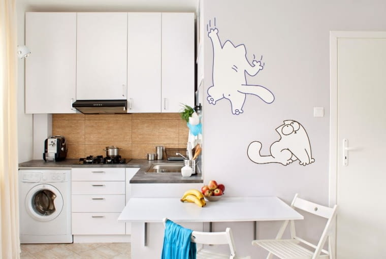 kawalerka, prezentacja mieszkania, wystrój wnętrz, kuchnia