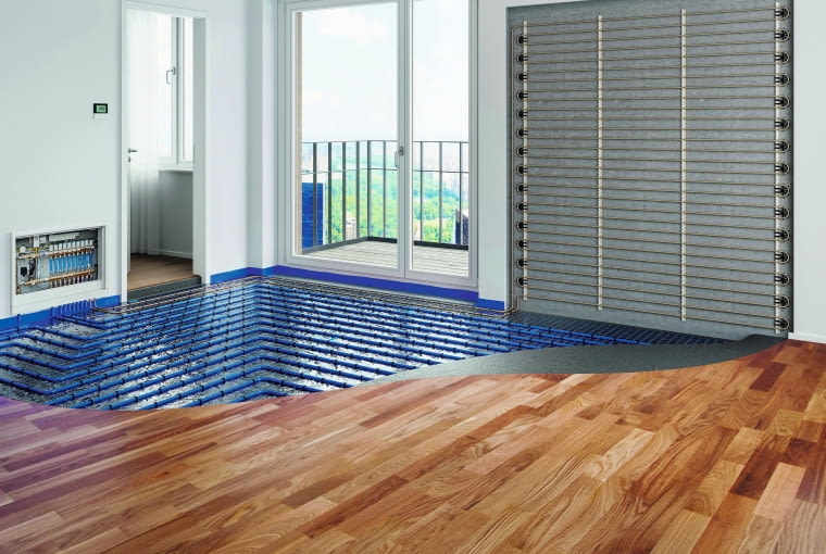 Ogrzewanie ścienne może samodzielnie zapewnić komfortową temperaturę w pomieszczeniu,  a jeśli zajdzie taka potrzeba, może być również łączone z ogrzewaniem podłogowym