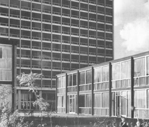 Mies van der Rohe - Lafayette Towers w Detroit z lat 1955-63 modernizm, mies van der rohe, wieżowiec, usa, architekt