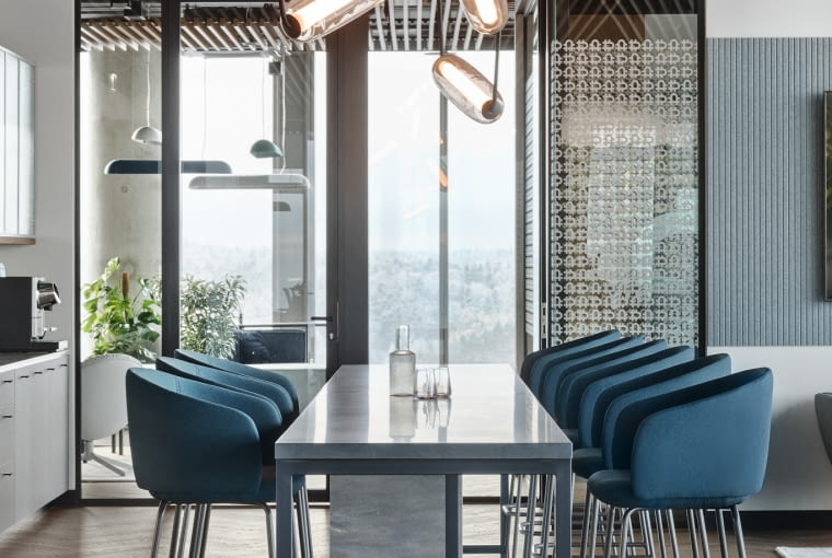 Biuro na szczycie Olivii Star w Gdańsku. Proj. Design Anatomy