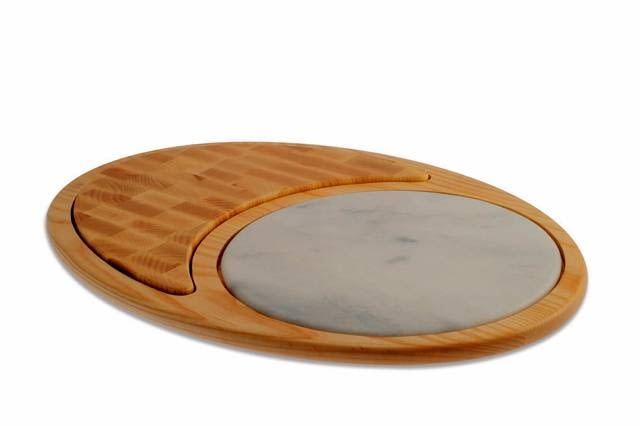 DESKA DO KROJENIA. fabrykaform.pl, drewno jesionowe i marmur, 50 x 35 cm, wzór