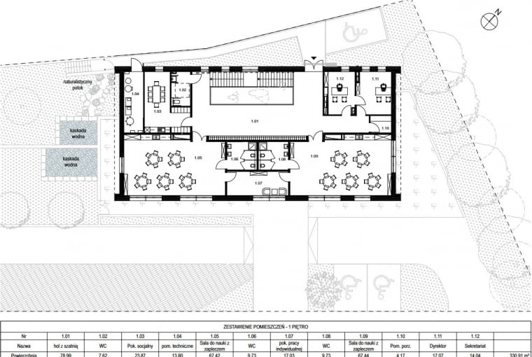 Przedszkole w Dziećmorowicach - rzut piętra Przedszkole w Dziećmorowicach - rzut piętra