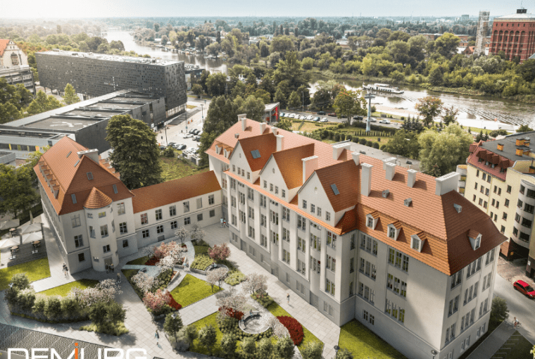 Siedziba Wydziału Matematyki Politechniki Wrocławskiej w dawnym szpitalu we Wrocławiu. Proj. DEMIURG Project S.A.
