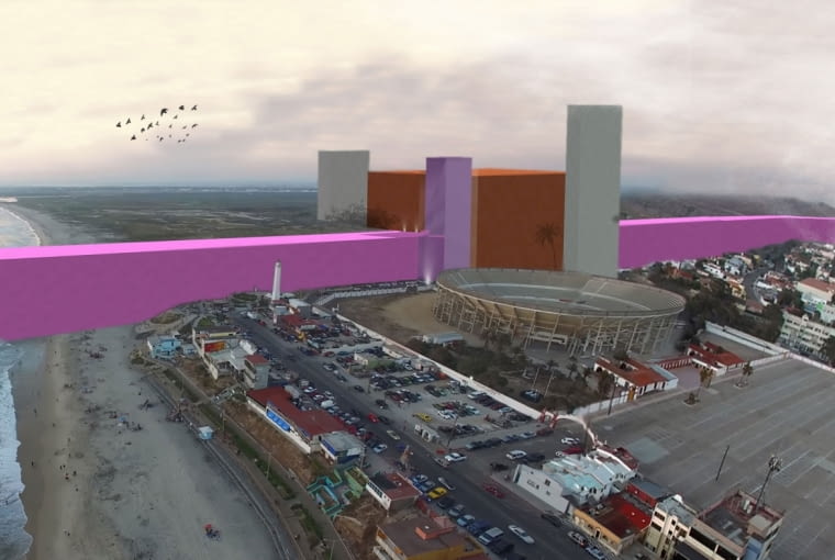 Różowy mur na granicy USA i Meksyku