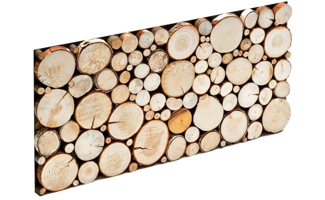 Panele z naturalnego drewna ciętego w plastry pozwolą stworzyć na ścianie trójwymiarowe formy. co na ścianę