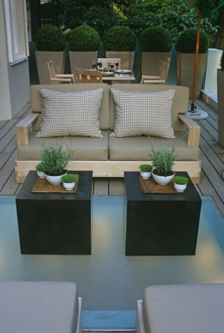 June 2001, London, England, UK --- Seating Furniture on Contemporary Deck --- Image by Harpur Garden Library/Corbis