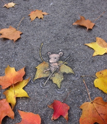 Autor: David Zinn. steet art, najciekawsze prace steet art, murale, sztuka uliczna, banksy, ciekawe graffitii