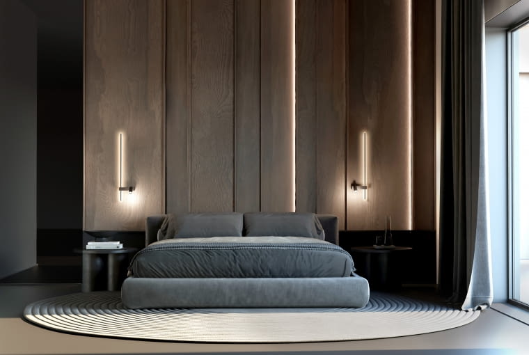 Kinkiety Easy umieszczone nieopodal łóżka tworzą wyjątkowy klimat.