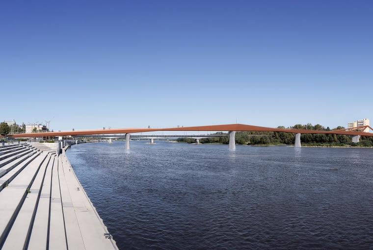 Nowy warszawski most pieszo-rowerowy przez Wisłę. Proj. Schuessler-Plan Inżynierzy Nowy warszawski most pieszo-rowerowy przez Wisłę. Proj. Schuessler-Plan Inżynierzy