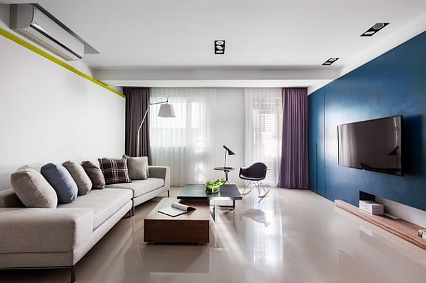 Mieszkanie w Taizhong - 74 m kw.; proj. Z-Axis Design Studio nowoczesne mieszkanie, mieszkanie z otwartą kuchnią, jak wydzielić kuchnię, jasne mieszkanie