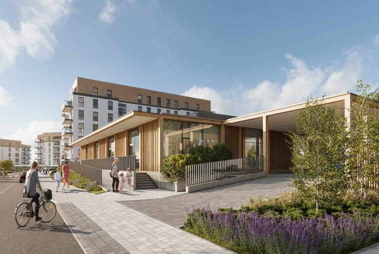 Budynek usługowy na osiedlu Nowa Dąbrowa w Gdyni