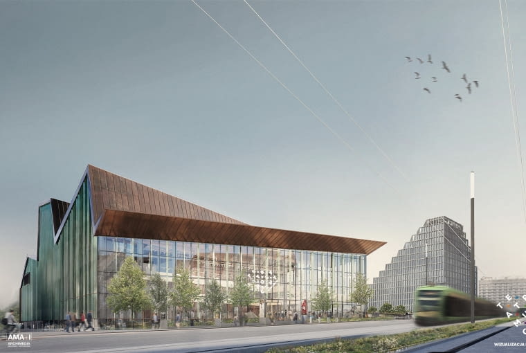 Nowa siedziba Teatru Muzucznego w Poznaniu. Widok od ul. Św. Marcin.