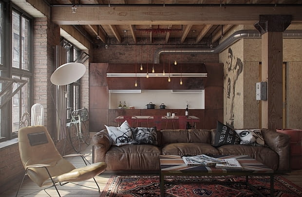 Mieszkanie w industrialnym stylu - 47 m2; proj. Nordes Design Gropu mieszkanie w stylu loft, mieszkanie loft, kawalerka loft, mieszkanie w industrialnym stylu, małe mieszkanie