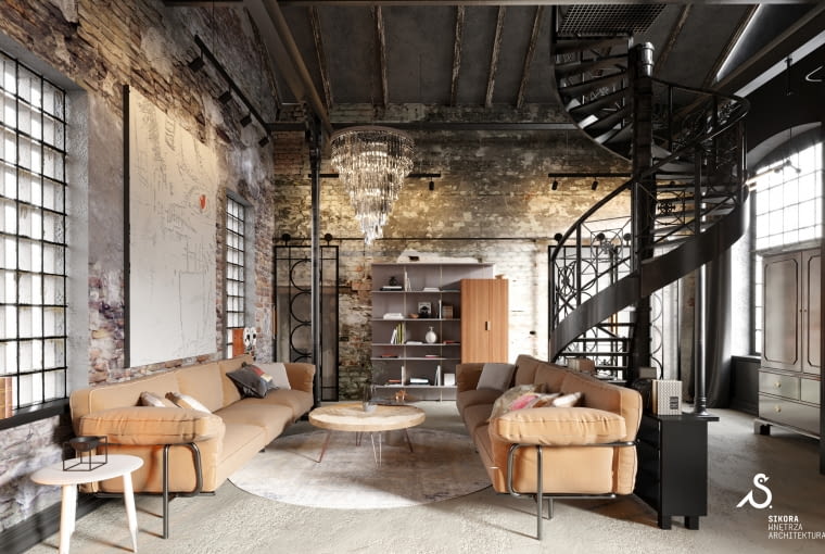 Dawna fabryka pomp w Lesznie - wnętrza. Proj. Sikora Wnętrza Dawna fabryka pomp w Lesznie - wnętrza. Proj. Sikora Wnętrza