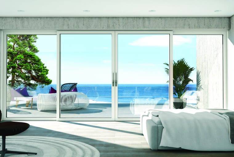 Drzwi tarasowe o nowoczesnym wyglądzie oraz możliwość konstruowania efektownych przeszkleń optycznie powiększają wnętrza