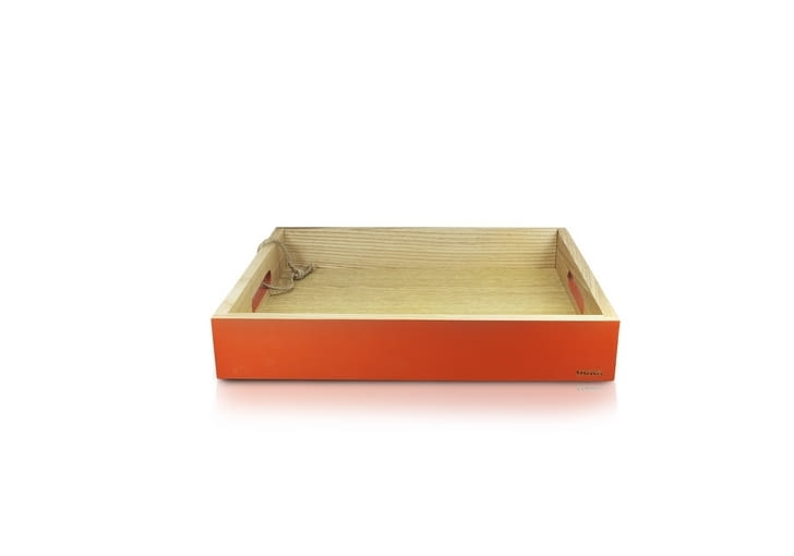 DUKA: pomarańczowa taca z drewna akacjowego (36x28 cm). Przeceniona z 99,90 zł na 69,90 zł. Duka, wyprzedaż, przecena, kuchnia, akcesoria