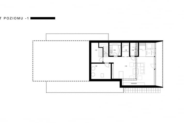 Dom Słowiański - rzut poziomu -1. Proj. BXB studio