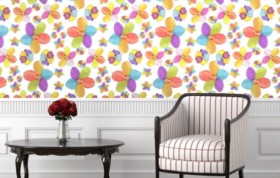 Tapeta ścienna "Kolorowe kwiaty" Twórczywo, tapeta