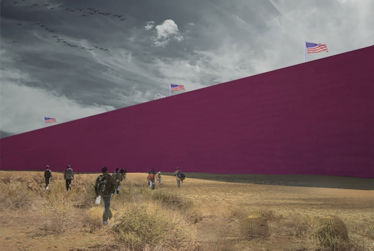 Różowy mur na granicy USA i Meksyku