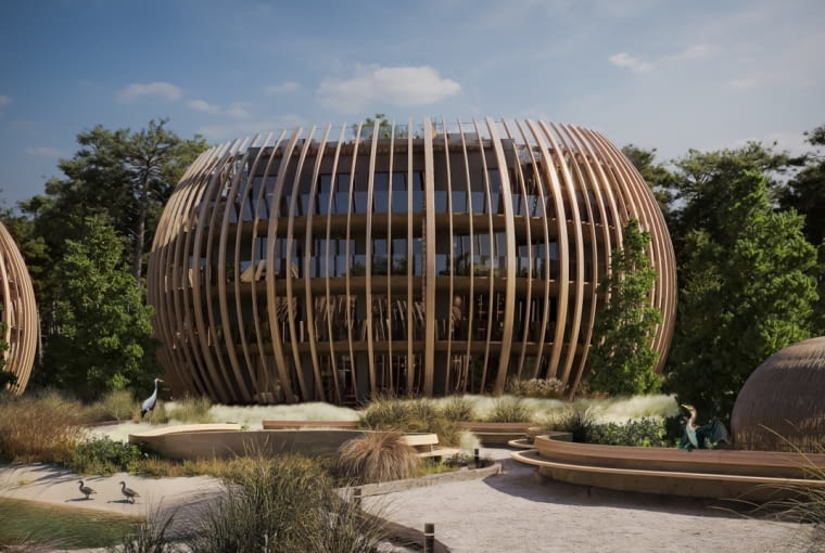 Kompleks apartamentowo-hotelowy na Wyspie Sobieszewskiej. Proj. Paulina Czurak-Czapiewska, Ideograf Kompleks apartamentowo-hotelowy na Wyspie Sobieszewskiej. Proj. Paulina Czurak-Czapiewska, Ideograf