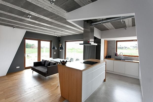 Beam&Block House w Poznaniu; proj. mode:lina nowoczesny dom, minimalistyczne wnętrza, dom w betonie