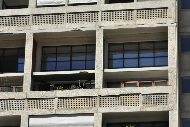 Jednostka Marsylska, proj. le Corbusier - detale fasady wschodniej