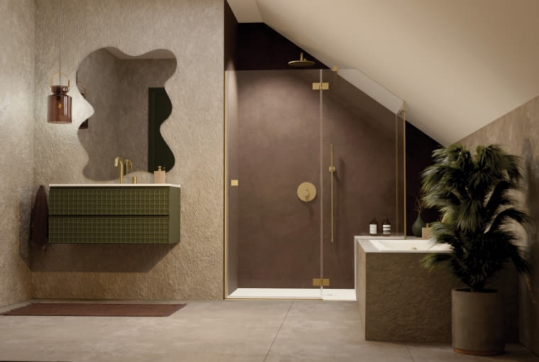 Wybierając złote detale, wprowadzisz do łazienki urządzonej w stylu naturalnym odrobinę polotu. Wybierając złote detale, wprowadzisz do łazienki urządzonej w stylu naturalnym odrobinę polotu.