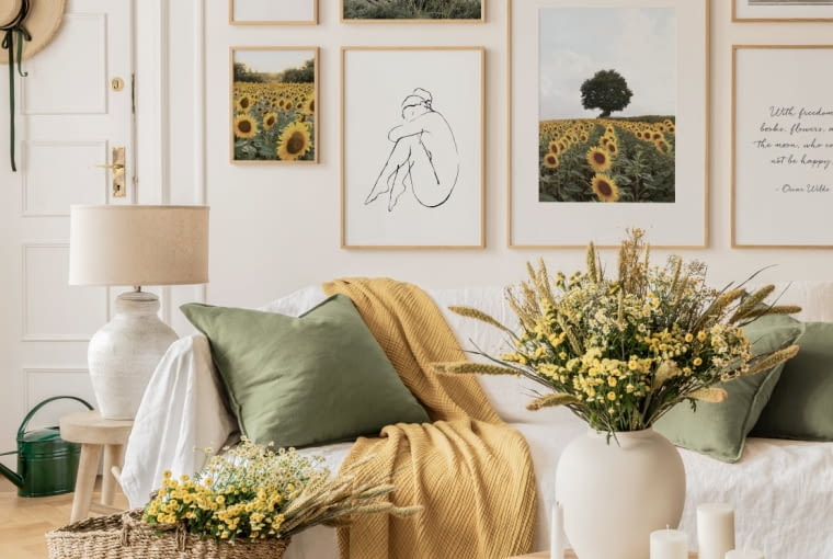 Pomysł na układ dekoracji ściennych plakaty