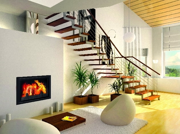 Nowoczesny salon z kominkiem Nowoczesny salon z kominkiem
