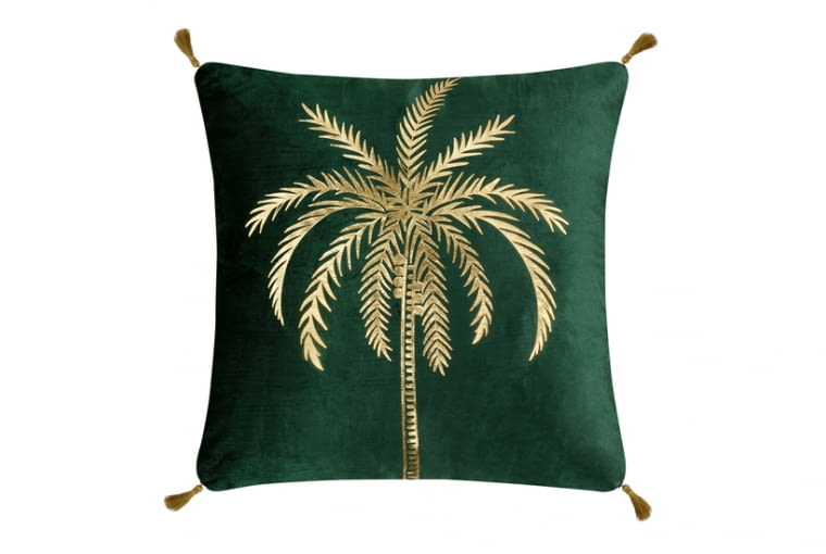 Poszewka welurowa zielona ze złotą palmą PLAOMA 45x45 cm 19,99 zł