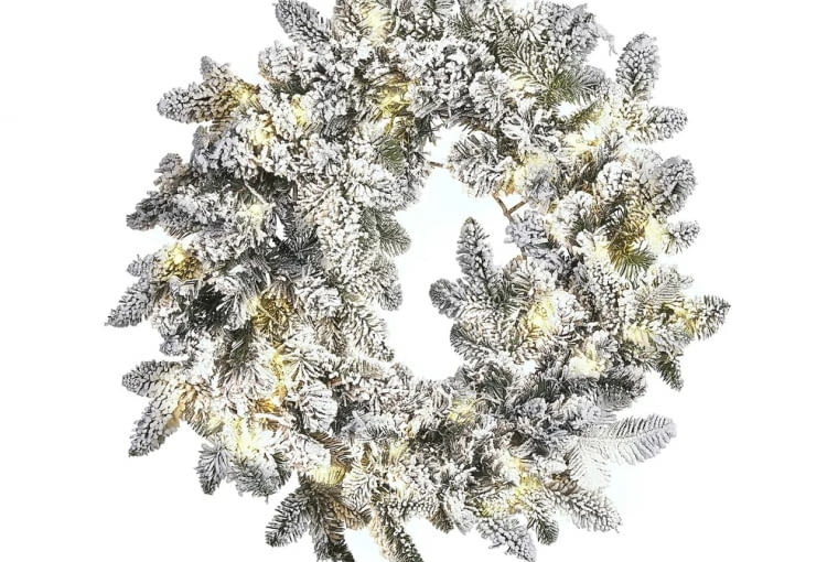 Ośnieżony wieniec świąteczny LED SUNDO Biały 70 cm Ośnieżony wieniec świąteczny LED SUNDO Biały 70 cm