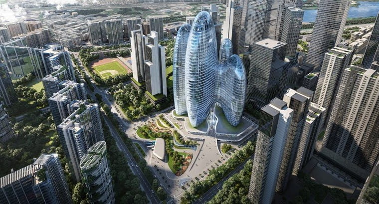 Wieżowce w Shenzhen. Proj. Zaha Hadid Architects Wieżowce w Shenzhen. Proj. Zaha Hadid Architects