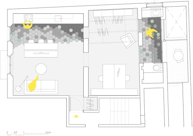 Mieszkanie w Barcelonie. Proj. Nook Architects - Propozycja rozplanowania wnętrza mieszkanie, nowoczesne mieszkanie, zdjęcia mieszkanie