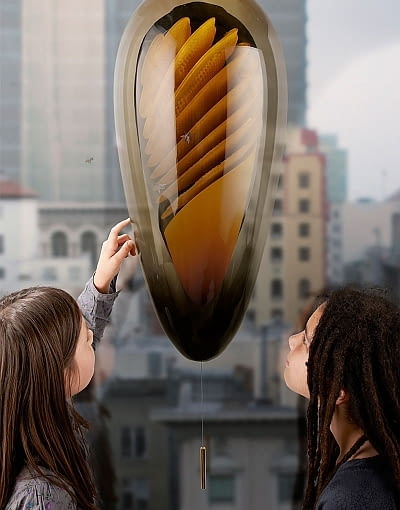 Miejski ul; proj. Philips miejski ul, ul w mieście, pszczoły w mieście, domowy ul