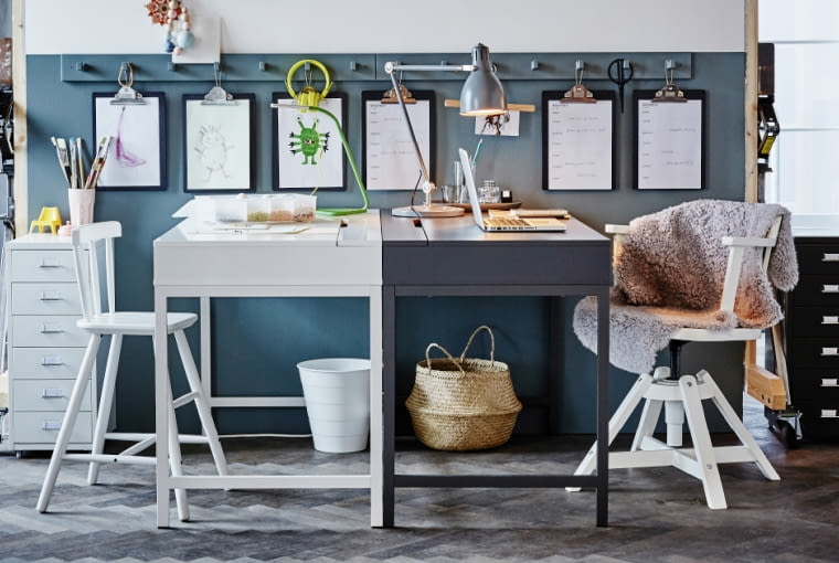 Biurka Ikea Alex - aranżacja dla rodzeństwa biurko ikea