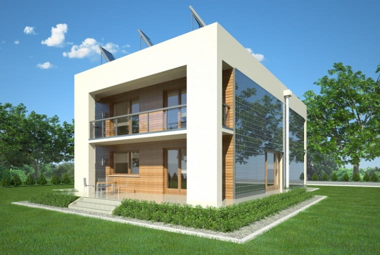 Polska. Pierwszy w Polsce dom zeroenergetyczny stanął w ubiegłym roku w Legionowie. Dom ma 260 m kw., na parterze zaprojektowano hol, łazienkę, pomieszczenie techniczne, spiżarnię, kuchnię i dwa pokoje. Na piętrze jest hol, przedsionek, trzy pokoje, dwie łazienki i trzy garderoby. Z parteru można wejść do garażu. Dzięki zastosowanym rozwiązaniom będzie można zaoszczędzić energię. Przykładowo dzięki systemowi fotowoltaicznemu będzie można za darmo naładować samochód elektryczny, podgrzać wodę, dostarczyć energię do urządzeń elektronicznych. Niestety, wybudowanie domu już z urządzeniem, ale bez działki, kosztowało ok. 820 tys. zł. To projekt jeszcze droższy od domu pasywnego - kosztuje średnio 4 tys. zł za m kw., a pasywny 3,5 tys. zł. Polska. Pierwszy w Polsce dom zeroenergetyczny stanął w ubiegłym roku w Legionowie. Dom ma 260 m kw., na parterze zaprojektowano hol, łazienkę, pomieszczenie techniczne, spiżarnię, kuchnię i dwa pokoje. Na piętrze jest hol, przedsionek, trzy pokoje, dwie łazienki i trzy garderoby. Z parteru można wejść do garażu. Dzięki zastosowanym rozwiązaniom będzie można zaoszczędzić energię. Przykładowo dzięki systemowi fotowoltaicznemu będzie można za darmo naładować samochód elektryczny, podgrzać wodę, dostarczyć energię do urządzeń elektronicznych. Niestety, wybudowanie domu już z urządzeniem, ale bez działki, kosztowało ok. 820 tys. zł. To projekt jeszcze droższy od domu pasywnego - kosztuje średnio 4 tys. zł za m kw., a pasywny 3,5 tys. zł.