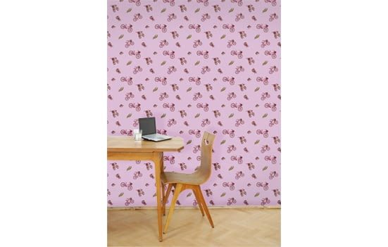 Tapeta ścienna "Różowe rowery" Twórczywo, tapeta